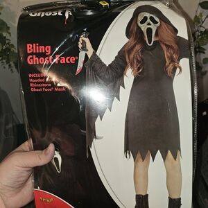 Spirit Bling Ghost Face Kids Halloween Costume - Black with Silver Mask
